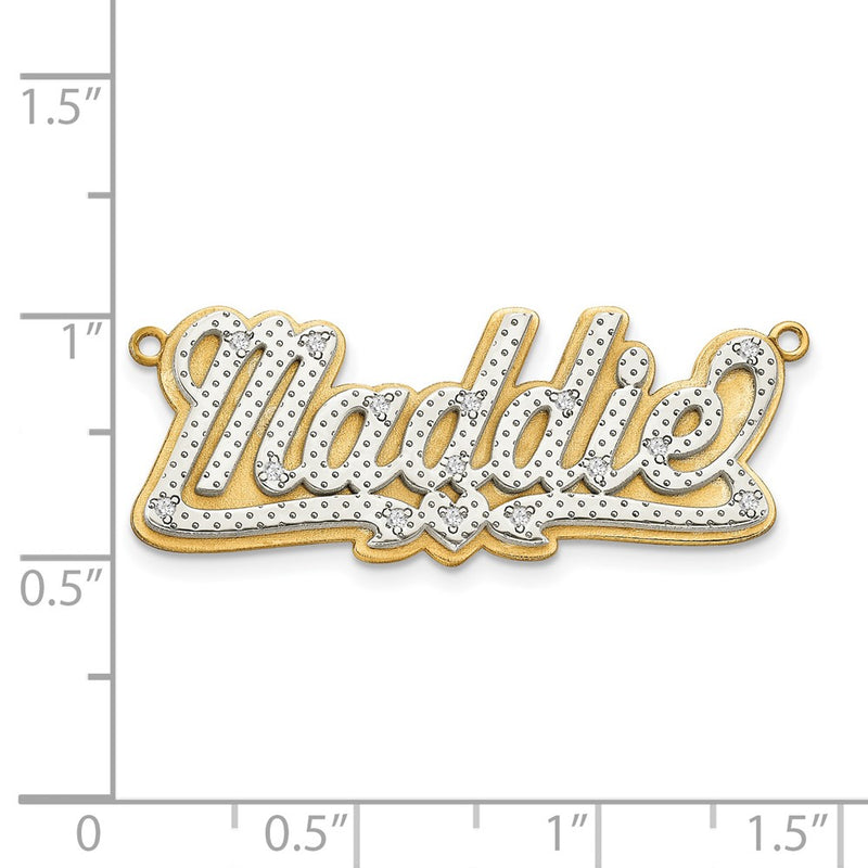 14k 3 Dimensional Diamond Name Plate Pendant