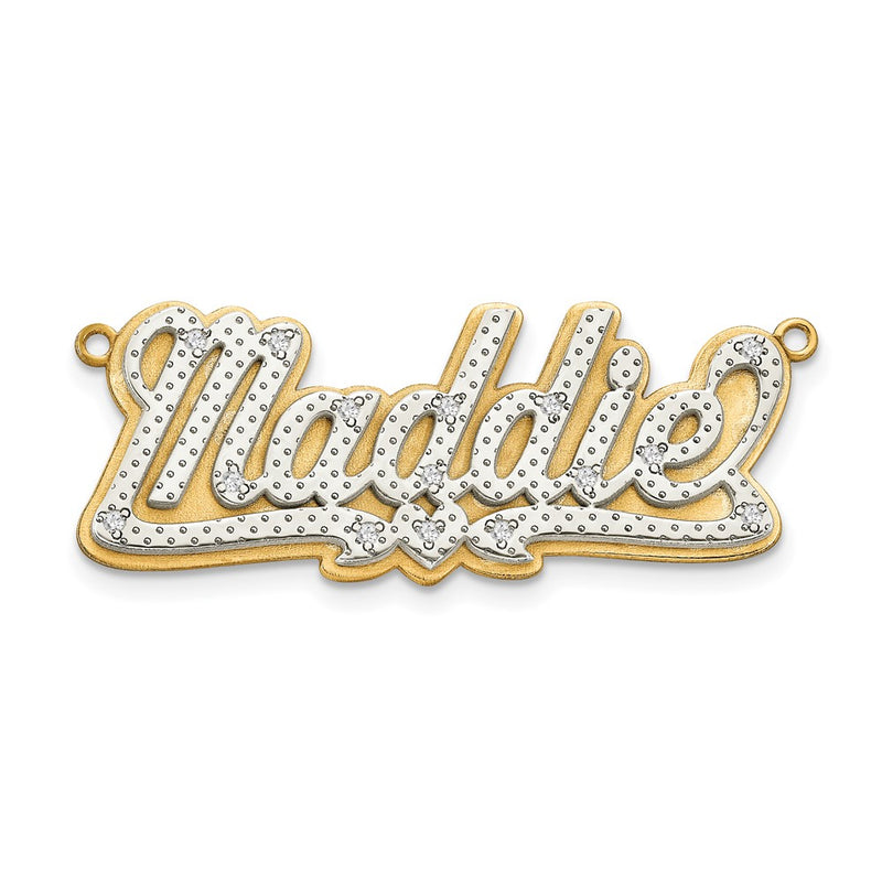14k 3 Dimensional Diamond Name Plate Pendant