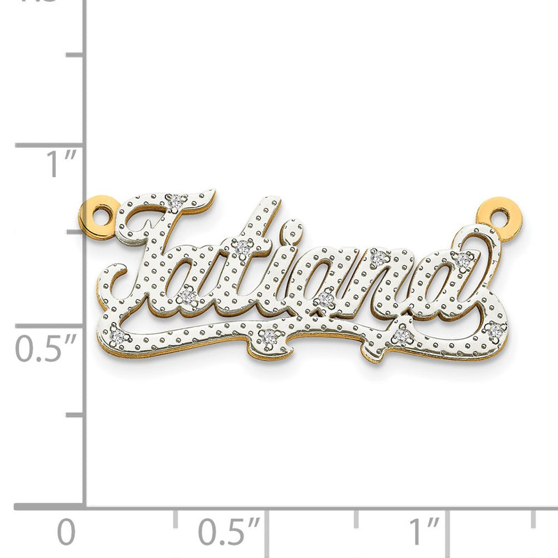 14k 3 Dimensional Diamond Name Plate Pendant