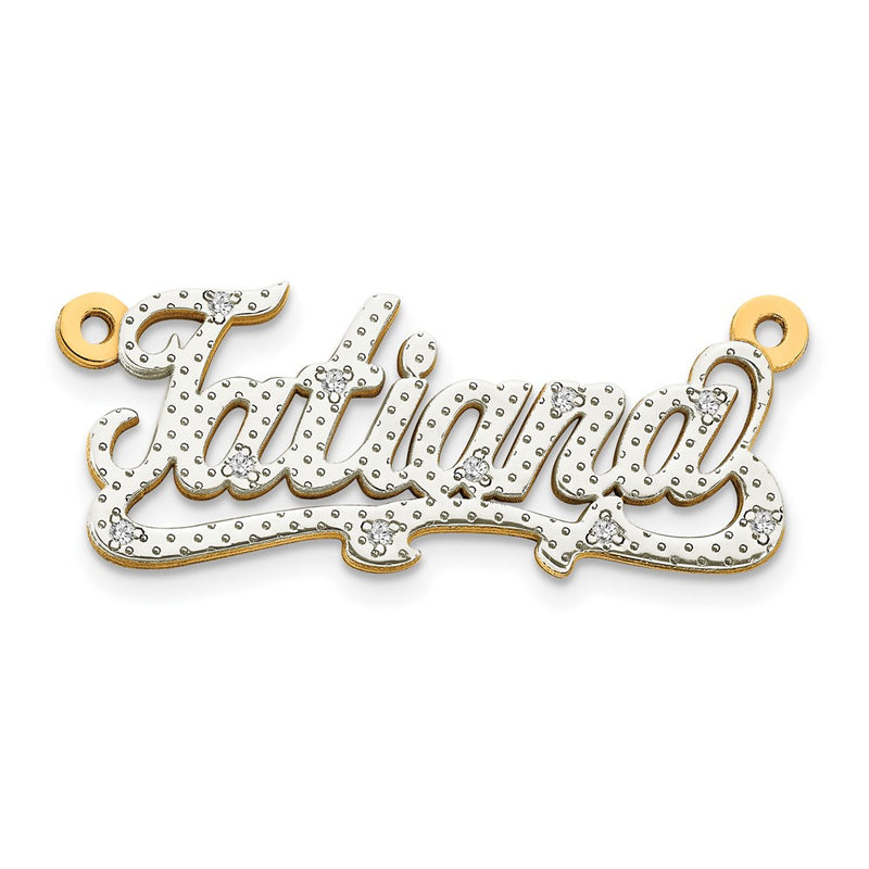 14k 3 Dimensional Diamond Name Plate Pendant