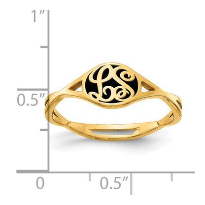 14K Yellow Gold Twisted Band Initial Ring