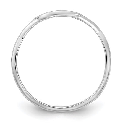 14K White Gold Epoxied Twisted Band Initial Ring