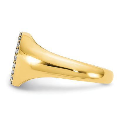 14K Yellow Gold Initial Oval with Real Diamond Classic Signet Ring