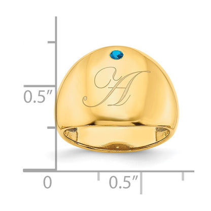 14K Yellow Gold 1 Birthstone Personalized Cigar Ring