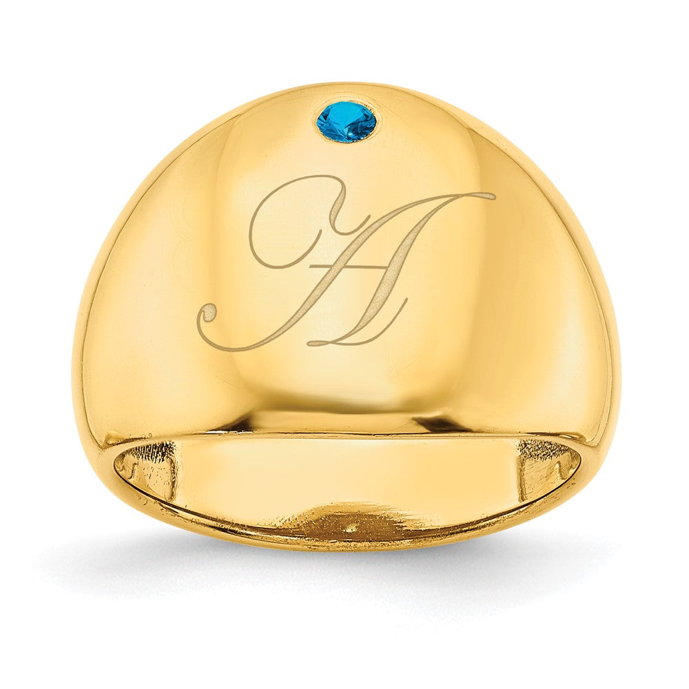 14K Yellow Gold 1 Birthstone Personalized Cigar Ring
