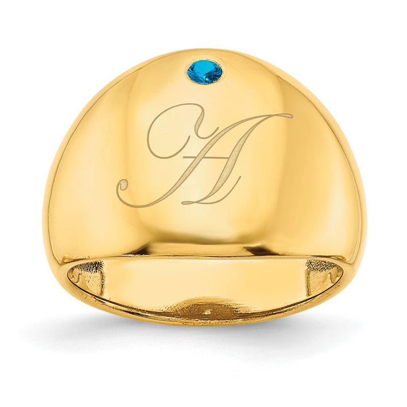 14K Yellow Gold 1 Birthstone Personalized Cigar Ring