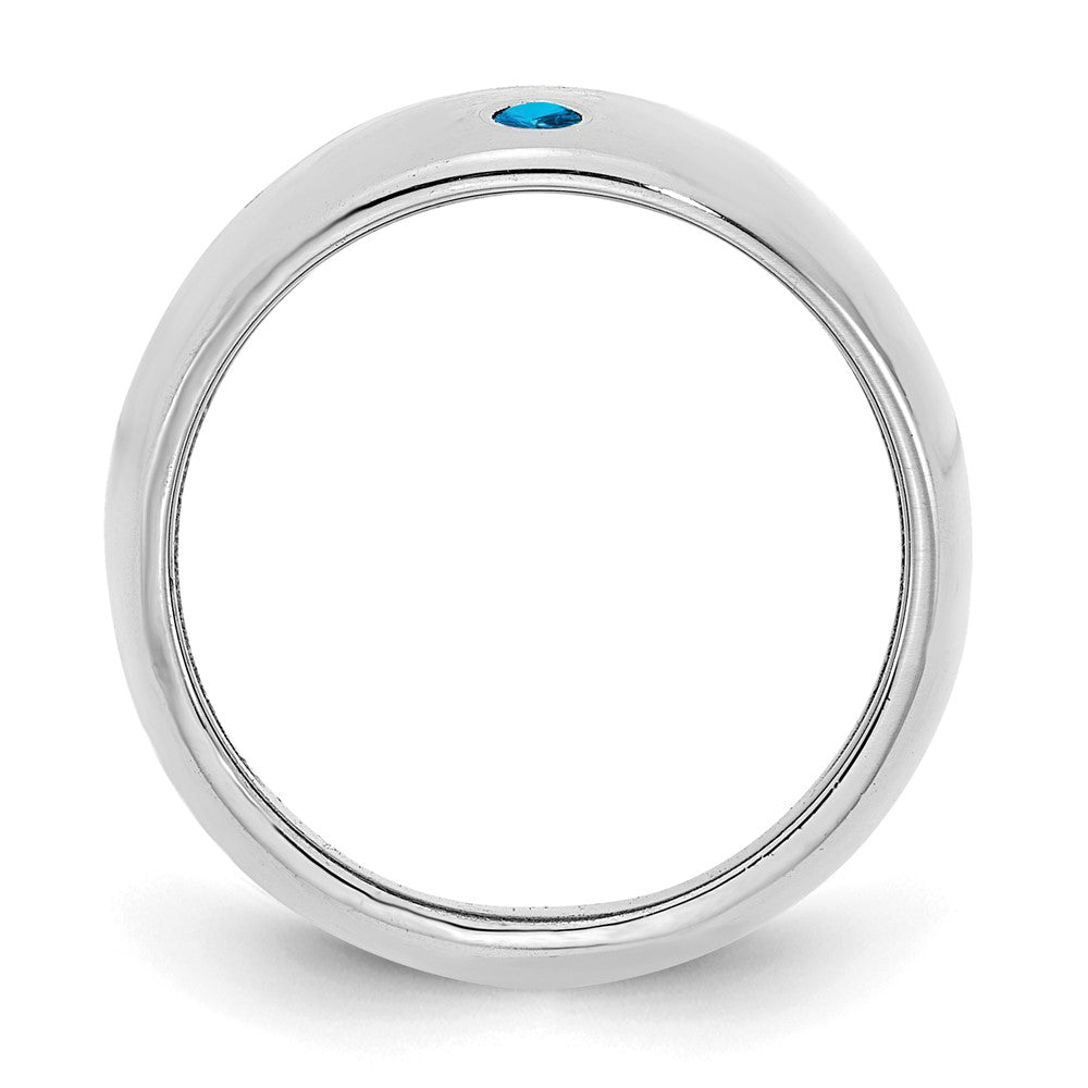 14K White Gold 1 Birthstone Personalized Cigar Ring