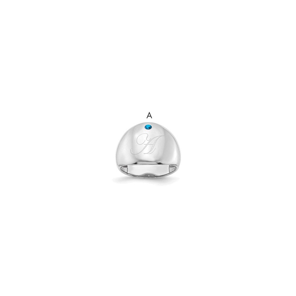 14K White Gold 1 Birthstone Personalized Cigar Ring