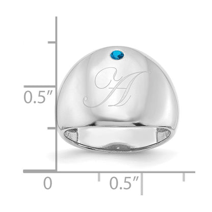 14K White Gold 1 Birthstone Personalized Cigar Ring