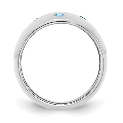 14K White Gold 3 Birthstone Personalized Cigar Ring