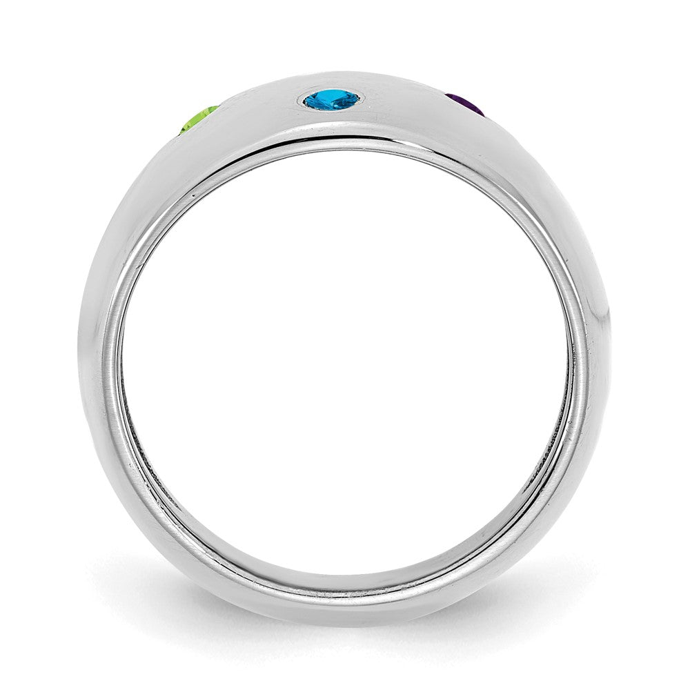 14K White Gold 4 Birthstone Personalized Cigar Ring
