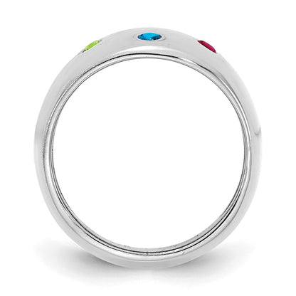 14K White Gold 5 Birthstone Personalized Cigar Ring