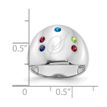 14K White Gold 5 Birthstone Personalized Cigar Ring