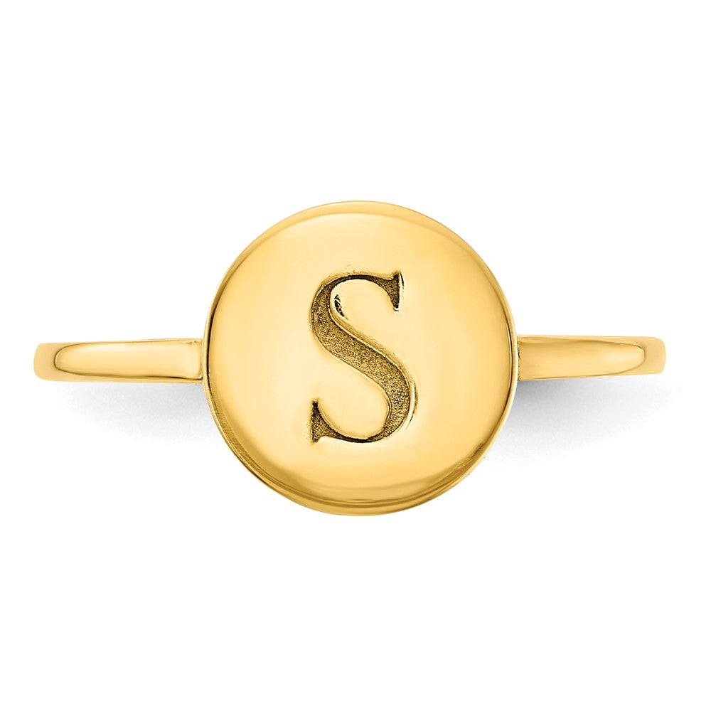 14K Yellow Gold Initial Circle Signet Ring