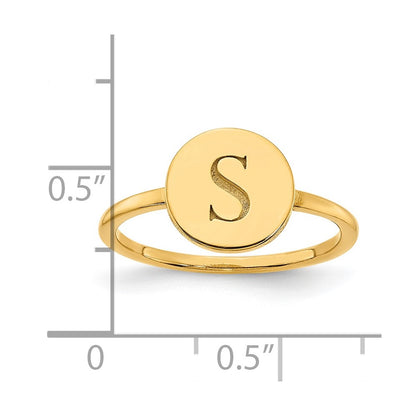 14K Yellow Gold Initial Circle Signet Ring