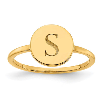 14K Yellow Gold Initial Circle Signet Ring