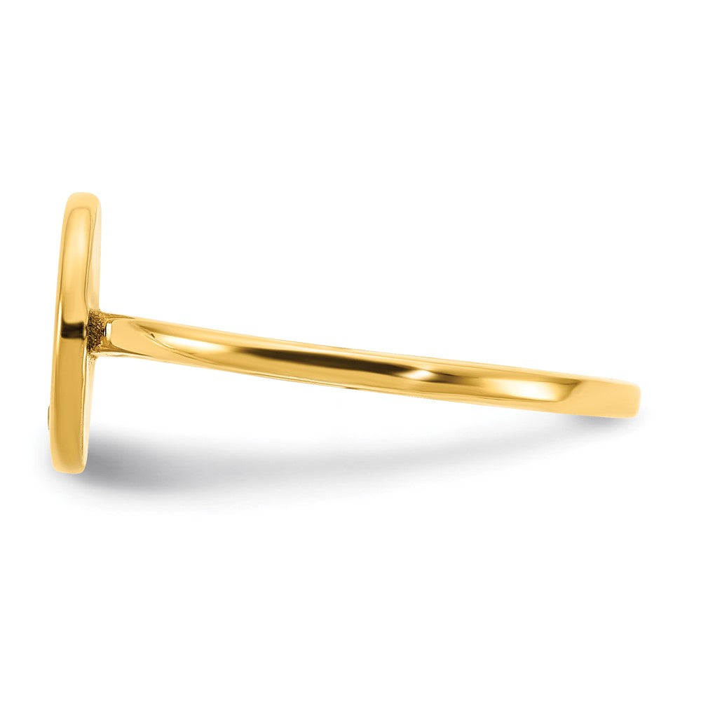 14K Yellow Gold Initial Circle with Real Diamond Signet Ring