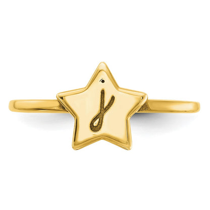 14K Yellow Gold Initial Star Signet Ring