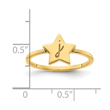 14K Yellow Gold Initial Star Signet Ring