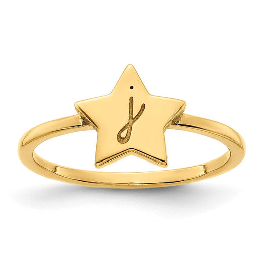 14K Yellow Gold Initial Star Signet Ring