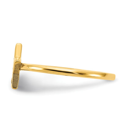 14K Yellow Gold Initial Star with Real Diamond Signet Ring