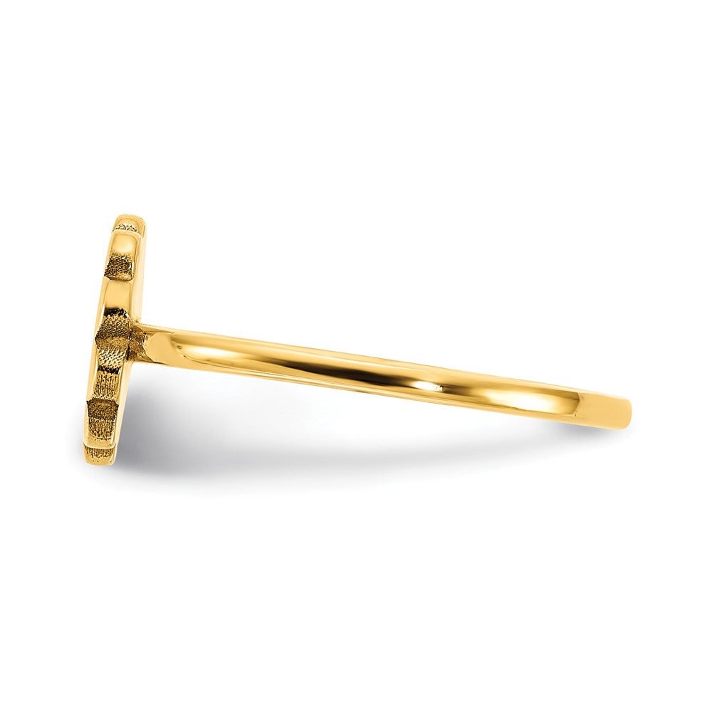 14K Yellow Gold Initial Flower Signet Ring