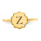 14K Yellow Gold Initial Flower with Real Diamond Signet Ring
