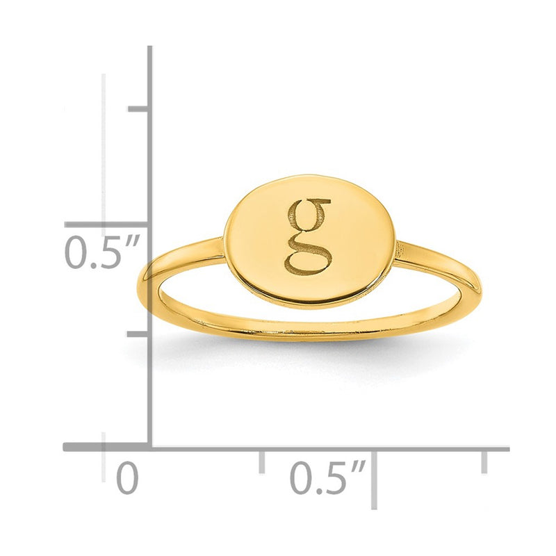 14K Yellow Gold Initial Oval Signet Ring