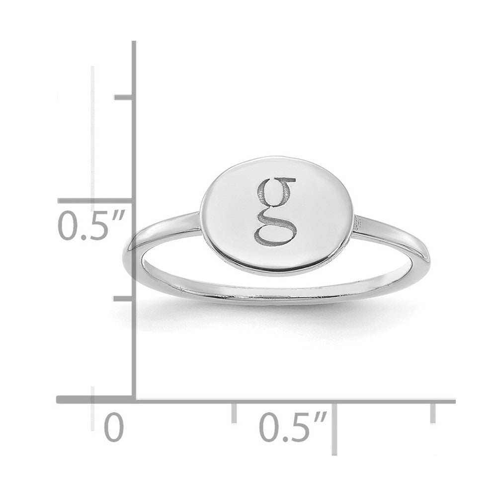 14K White Gold Initial Oval Signet Ring