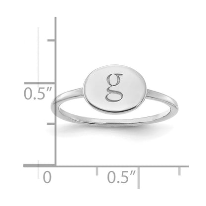14K White Gold Initial Oval Signet Ring