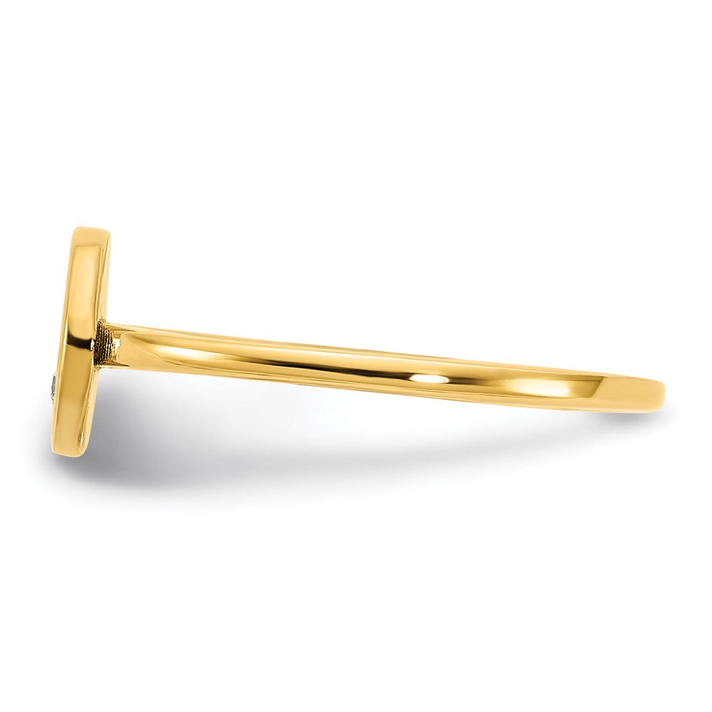 14K Yellow Gold Initial Oval with Real Diamond Signet Ring