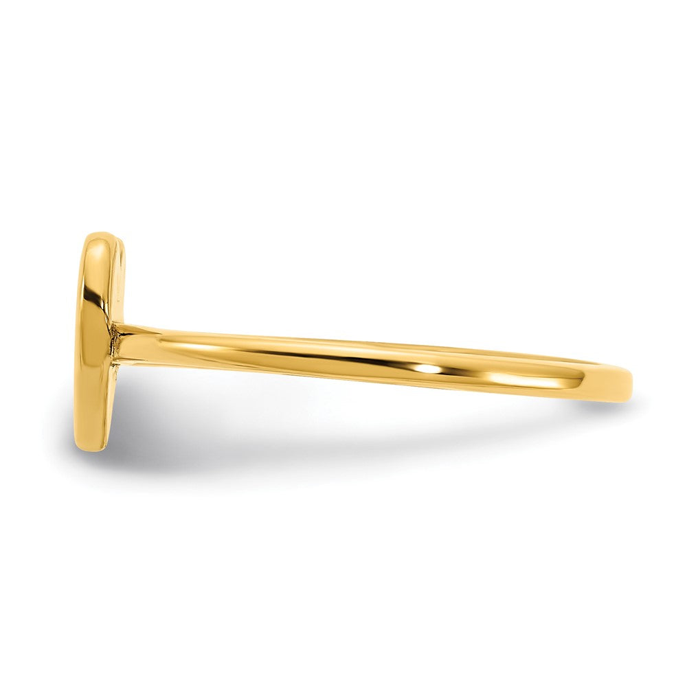14K Yellow Gold Initial Heart with Real Diamond Signet Ring