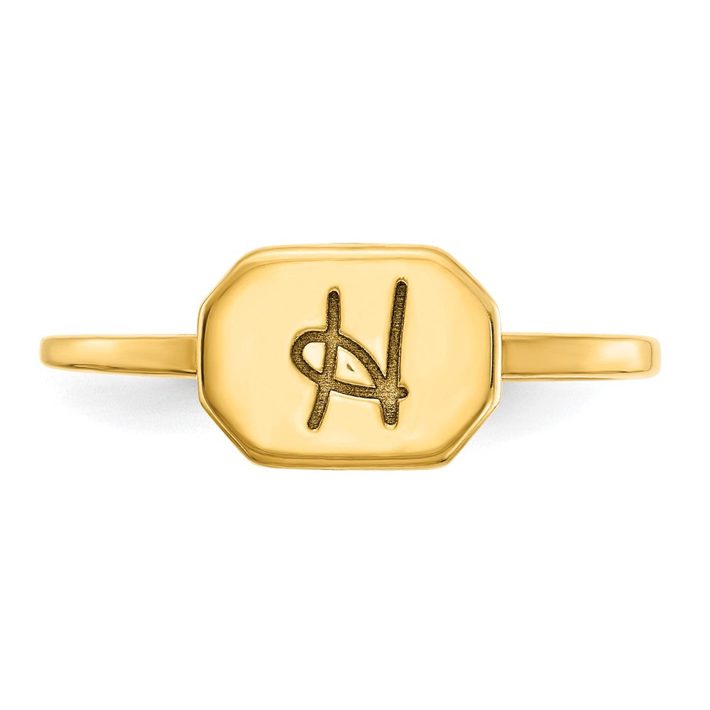 14K Yellow Gold Initial Octagon Signet Ring