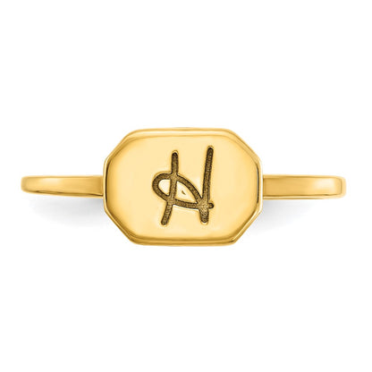 14K Yellow Gold Initial Octagon Signet Ring