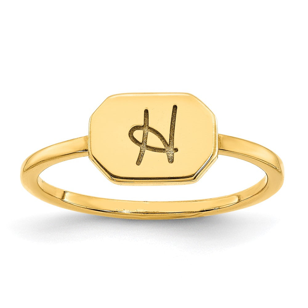 14K Yellow Gold Initial Octagon Signet Ring