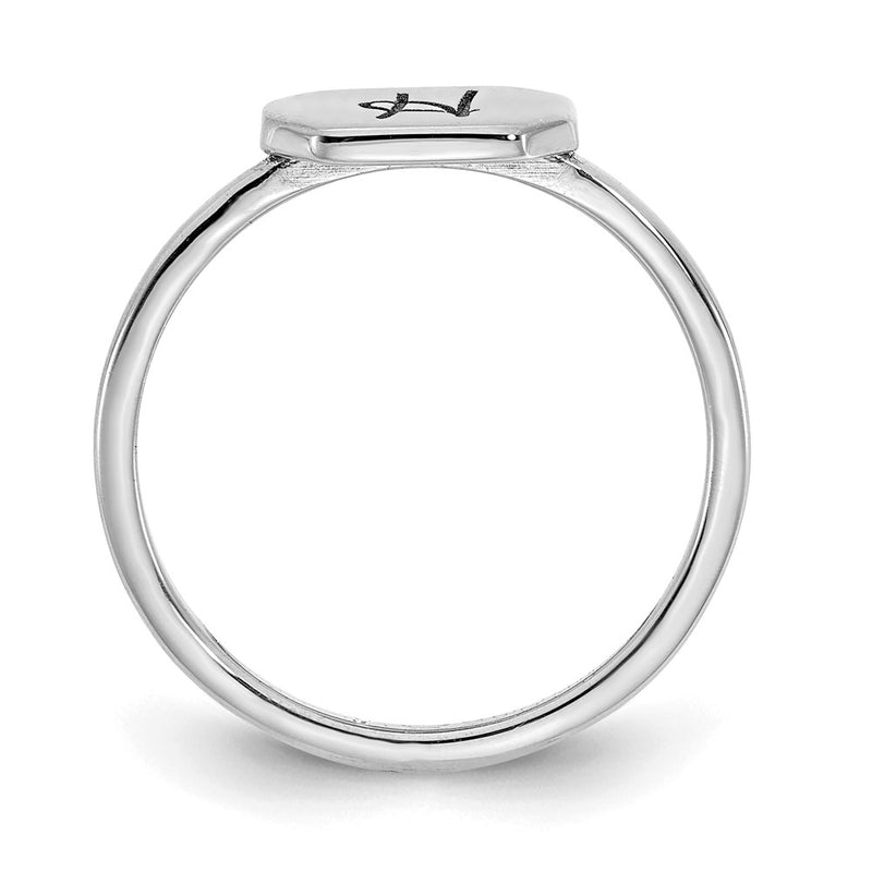 14K White Gold Initial Octagon Signet Ring