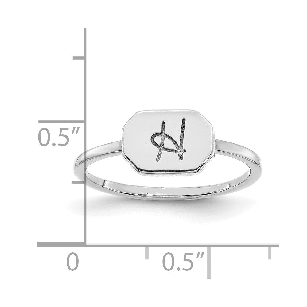 14K White Gold Initial Octagon Signet Ring