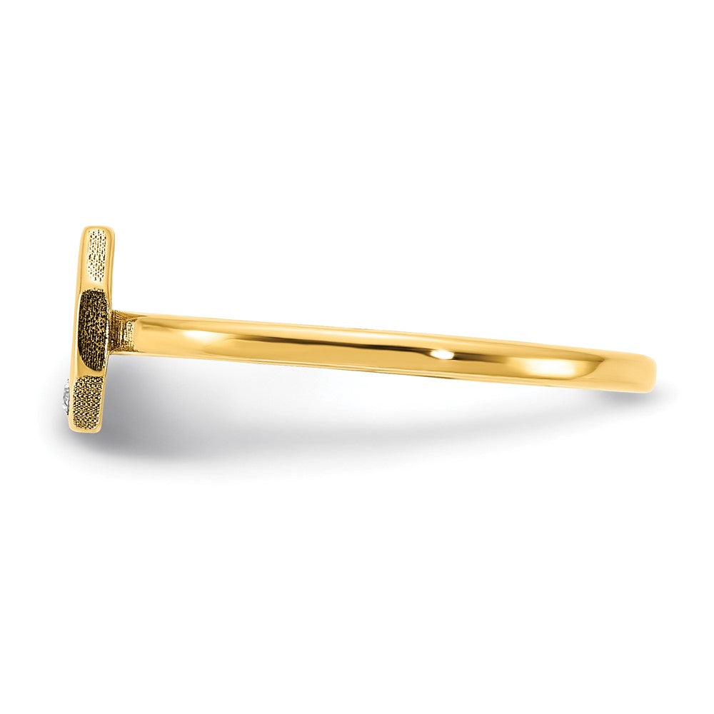 14K Yellow Gold Initial Octagon with Real Diamond Signet Ring