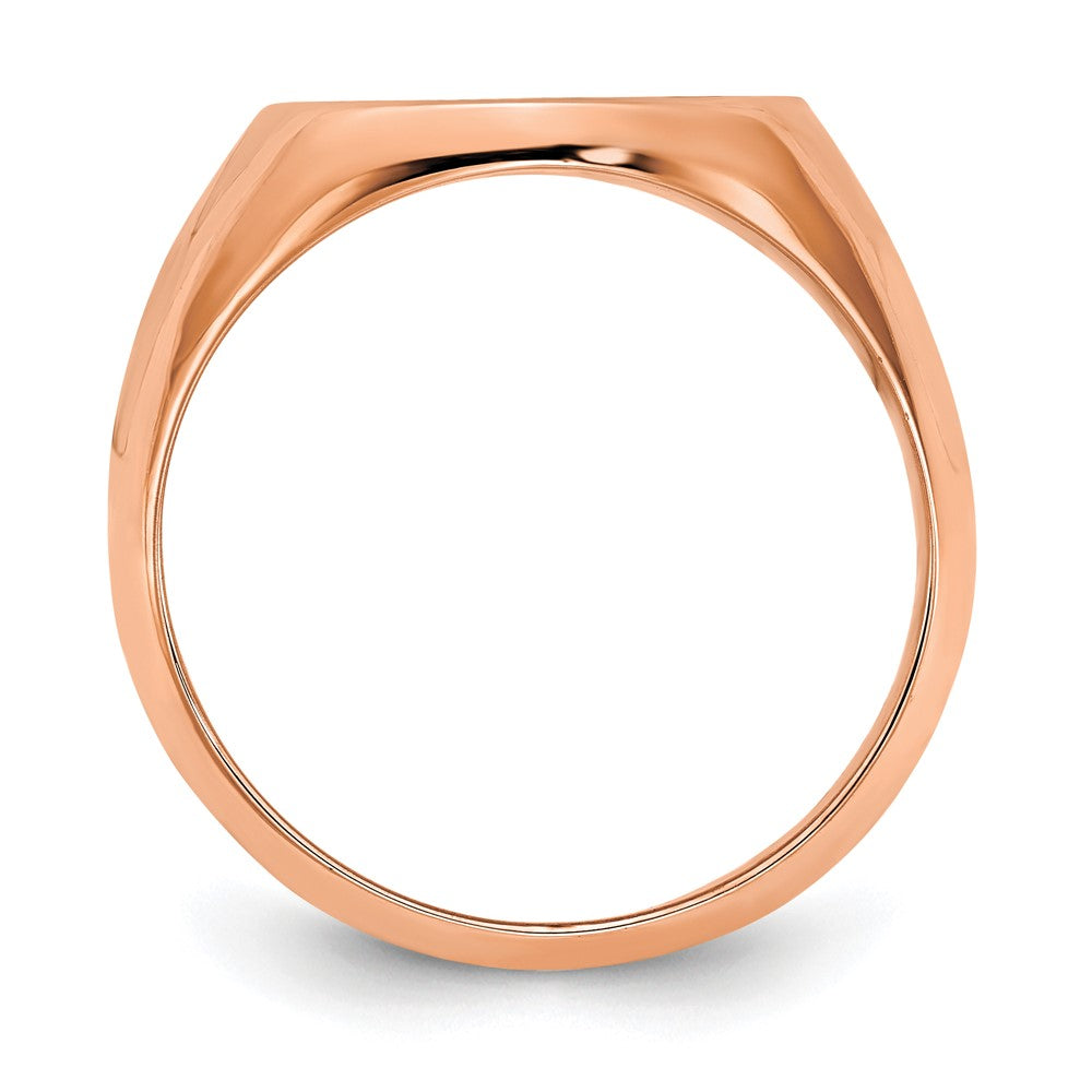 14K Rose Gold Polished with Antiqued Background Monogram Signet Ring