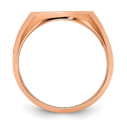 14K Rose Gold Polished with Antiqued Background Monogram Signet Ring