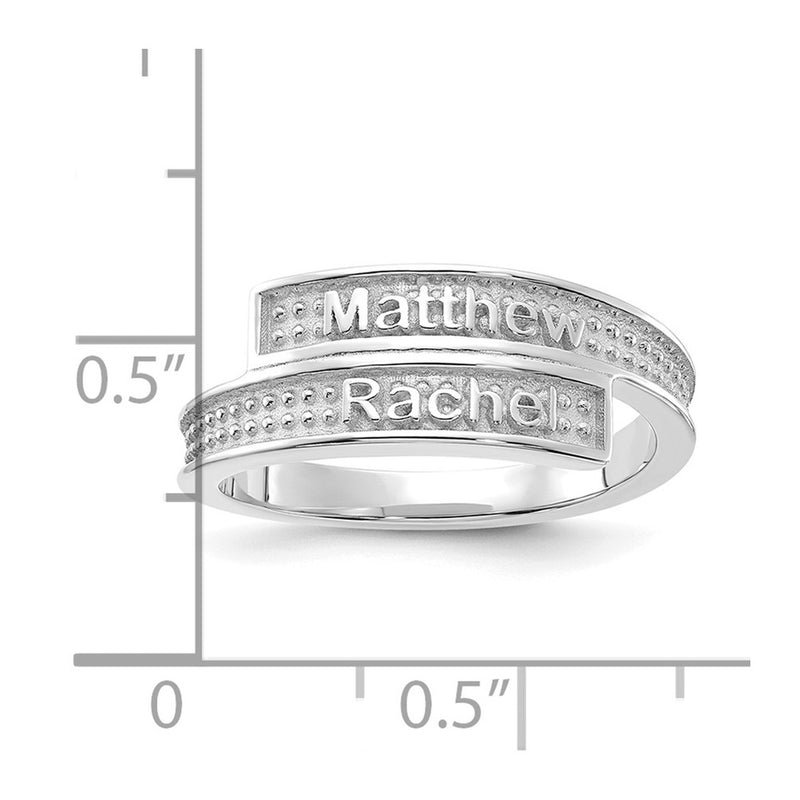 14K White Gold Personalized Polished and Textured Ring