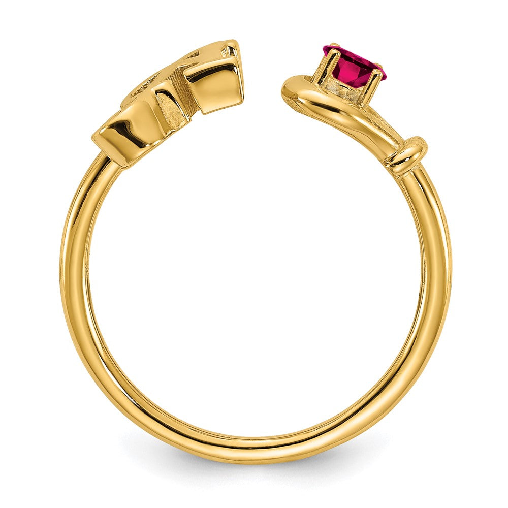 14K Yellow Gold Letter A with Birthstone Ring