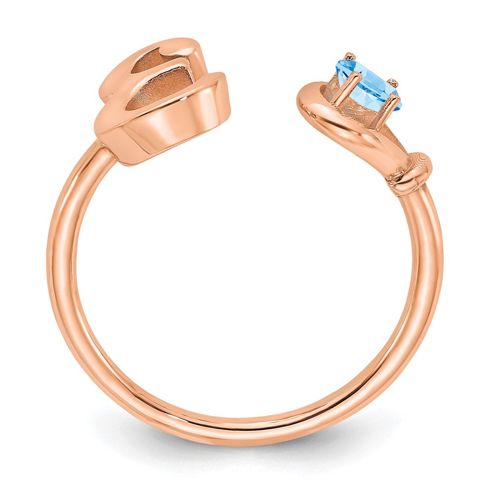 14K Rose Gold Letter E with Birthstone Ring