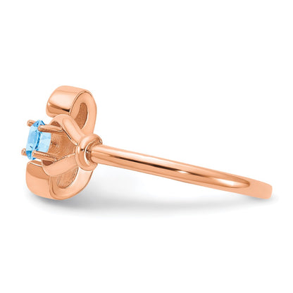 14K Rose Gold Letter E with Birthstone Ring