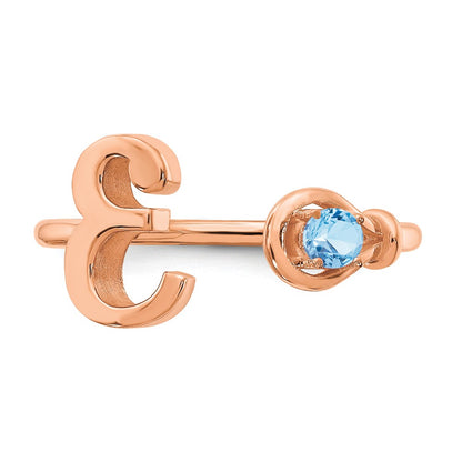 14K Rose Gold Letter E with Birthstone Ring
