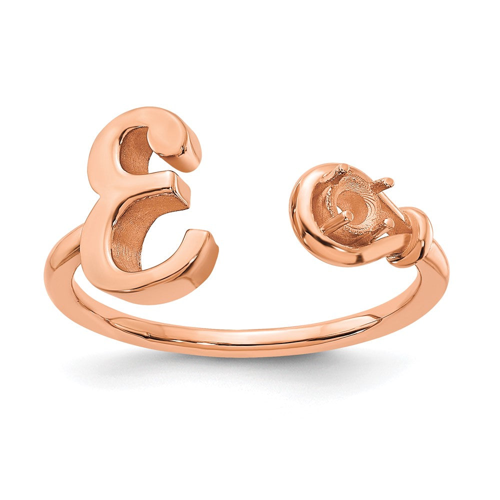 14K Rose Gold Letter E with Birthstone Ring