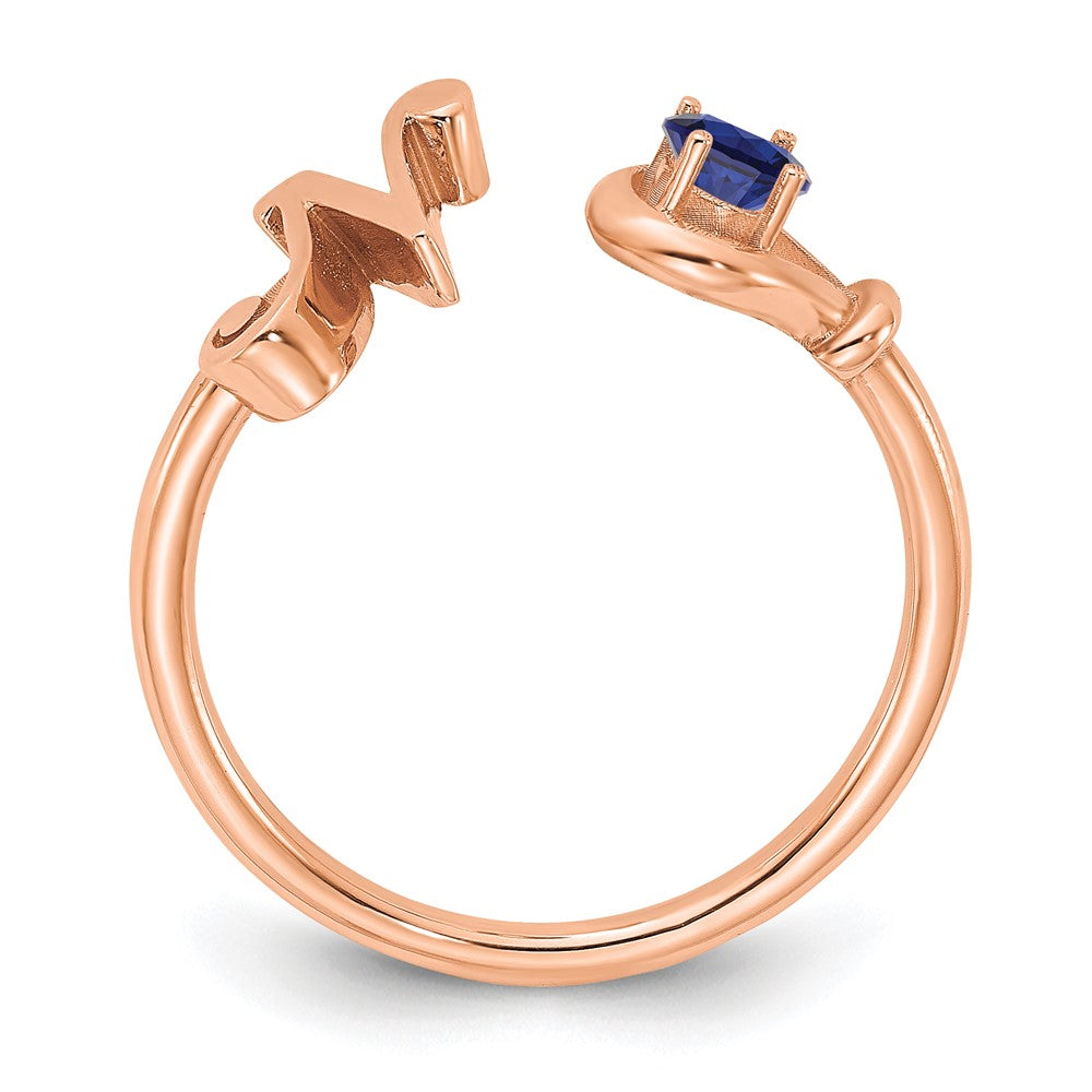 14K Rose Gold Letter N with Birthstone Ring