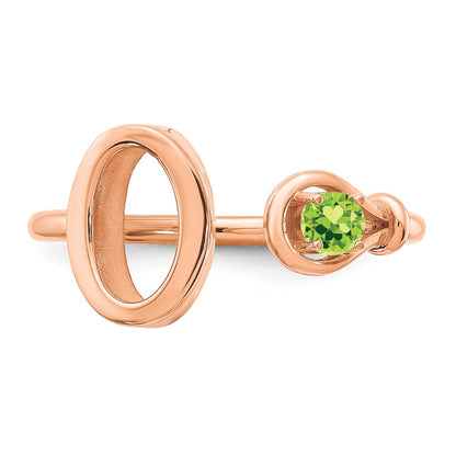 14K Rose Gold Letter O with Birthstone Ring