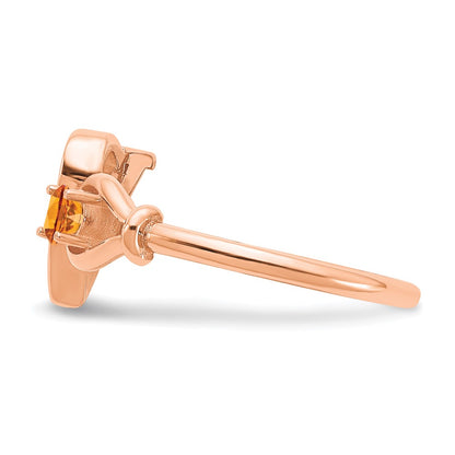 14K Rose Gold Letter V with Birthstone Ring