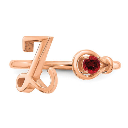14K Rose Gold Letter Z with Birthstone Ring